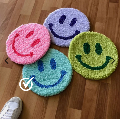 Blue rug wth check mark
